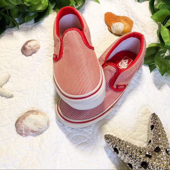 Vans Other - Vans Kids Red and White Striped Slip-ons (…